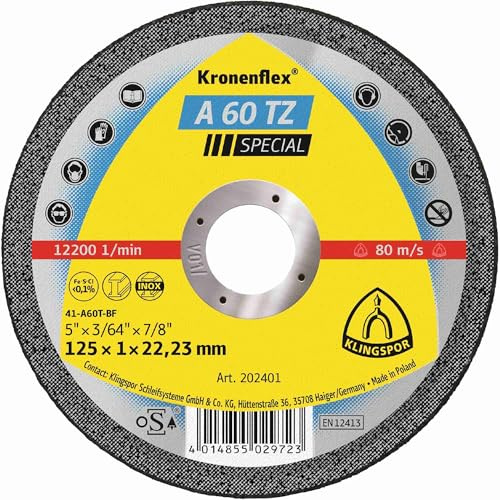 25 x Klingspor A 60 TZ Trennscheiben, 100 x 1 x 16 mm gerade