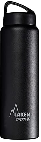 Laken Classic Botella Térmica Acero Inoxidable 18/8 y Doble Pared de Vacío, Unisex adulto, Negro, 1000 ml