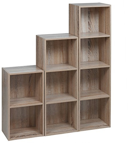 Set von 3 URBN Living Holz Bücherregal (Eiche antik)