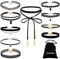 PAXCOO 10 Stück Choker Halskette Set Stretch Samt Classic Gothic Tattoo Spitze Choker für Damen und Mädchen
