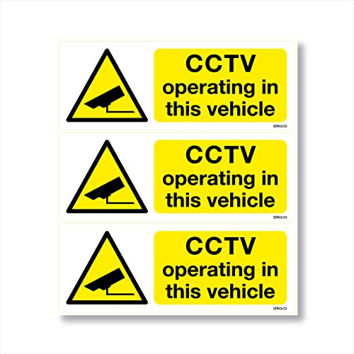 3er Pack CCTV kamera im fahrzeug selbstklebend vinyl aufkleber 8x3cm auto taxi bus schild Aufkleber