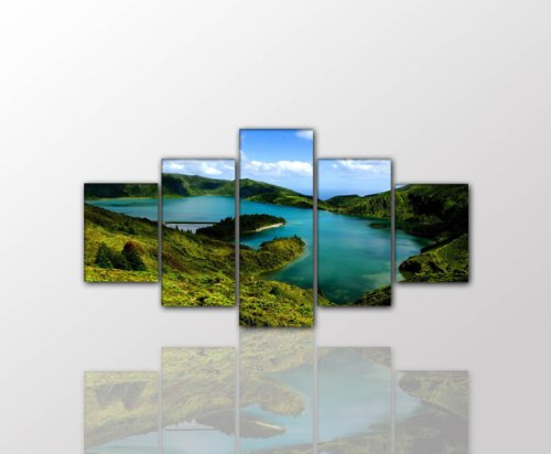 Super Angebot!! 5- teiliges Wandbild 160x80 cm xxl auf Leinwand (Irland 30x40-30x60-30x80-30x60-30x40 cm). Moderne Dekoration zum kleinen Preis! Bild bespannt auf echter Leinwand und Holzkeilrahmen. Made in Germany