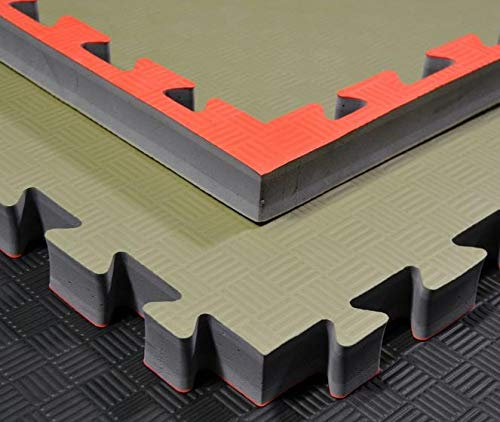 Wendematte, rot/grün, 1 x 1 Meter, ca. 4 cm dick, Puzzlematte/Steckmatte/Bodenmatte/Sportmatte/Spielteppich/Unterlegmatte/Kampfsportmatte/Turnmatte