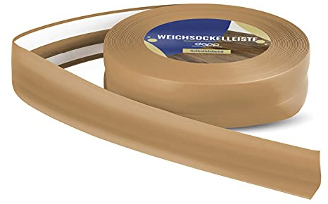 DQ-PP WEICHSOCKELLEISTE – 15m – honig – 32x23mm – PVC – selbstklebend – Knickwinkel Fussleisten Gummileiste Sockelleiste Winkelprofil Abschlussleiste Bodenleiste