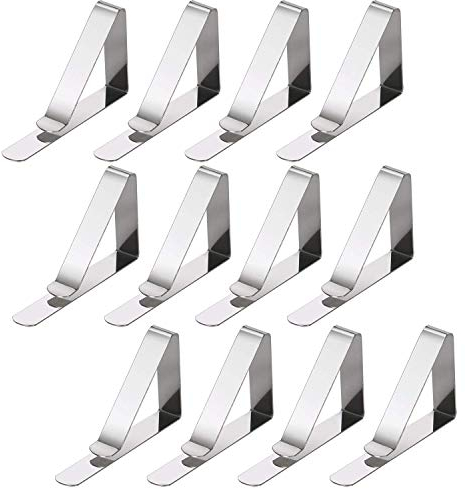 TRIXES 12er-Pack silberne Tischdeckenklammern – verstellbare Metallklammern – Tischdeckenklammern für Außen- und Innenmöbel – Heimgebrauch – Party, Picknick, Grillen, Gartenzubehör