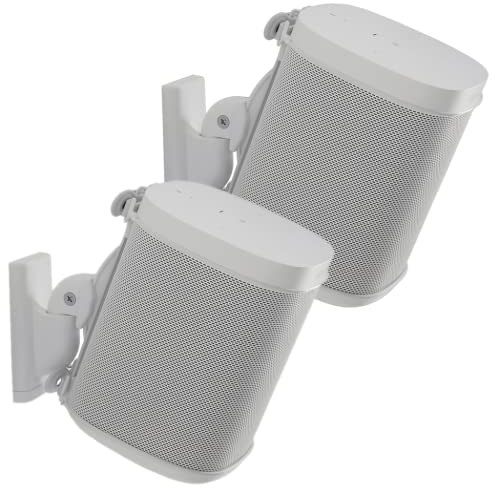 Sanus Support d'enceinte murale réglable pour Sonos Play : 1 & Play: 3- Inclinable et orientable pour un meilleur son - Lot de 2 - Blanc