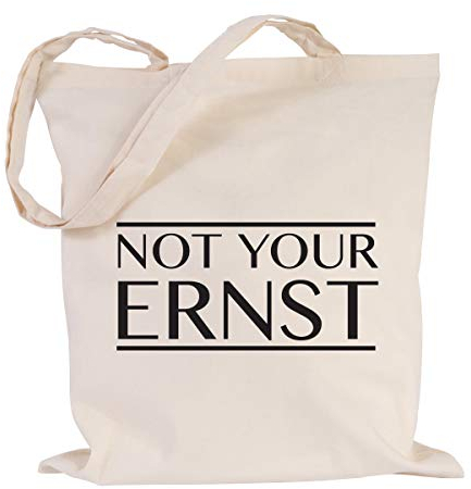 JUNIWORDS Jutebeutel, Wähle ein Motiv & Farbe, Not your ernst (Beutel: Natur, Text: Schwarz)