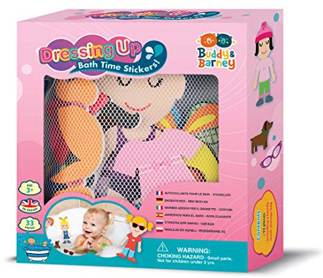 Buddy & Barney - Dressing Up Bath Time Stickers Toy 32 PIECES baby toddler girls boy bathtime with storage organiser bag