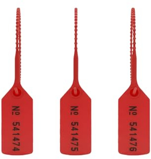 Made in the UK, Easy-Breaking Anti Tamper Fire Extinguisher Seals - Securely Seal and Indicates Usage with Low Break Strength - Security Tags- for Fire Extinguishers and First Aid Boxes, (red, 100)
