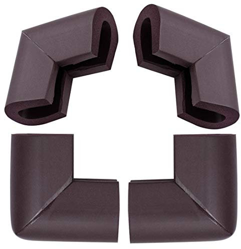 sourcing map 4pcs Coin de Table Protection Bébé Protection Angle Protecteur Mousse Meuble Bord Marron foncé
