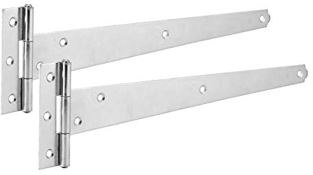 XFORT 2 Pack Zinc Plated 200 mm T-Hinge, Metal Tee Hinges with Shiny Finish-resistant to Weather, For Gates and Sheds