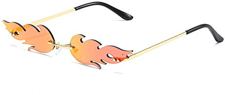 GEMSeven Männer Frauen Vintage Randlose Metall Feuer Flamme Sonnenbrille Brille Uv400