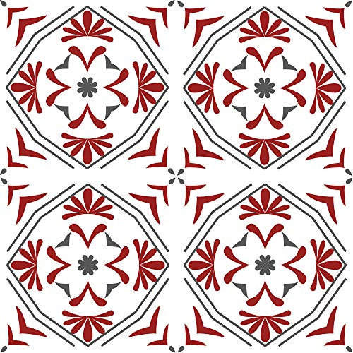 Adzif.biz Stickers carrelage - Salle de Bain et Cuisine I Film Amovible décoratif Carreaux pour sol - Enjolivement de Salle de Bains I Carrelage adhésif - Modèle : RED 30x30 cm I Vendu à l’unité
