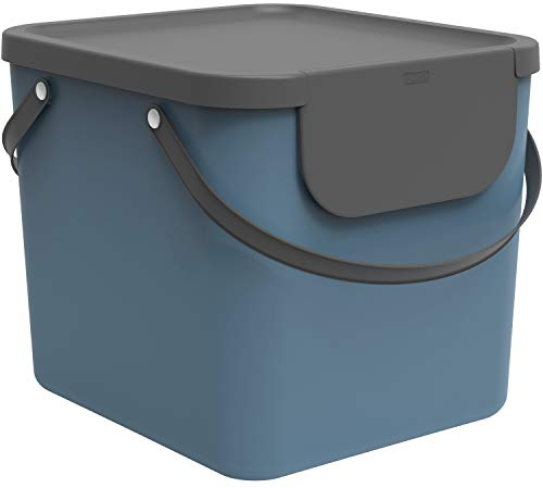 Rotho Albula Mülltrennungssystem 40l für die Küche, Kunststoff (PP), blau/anthrazit