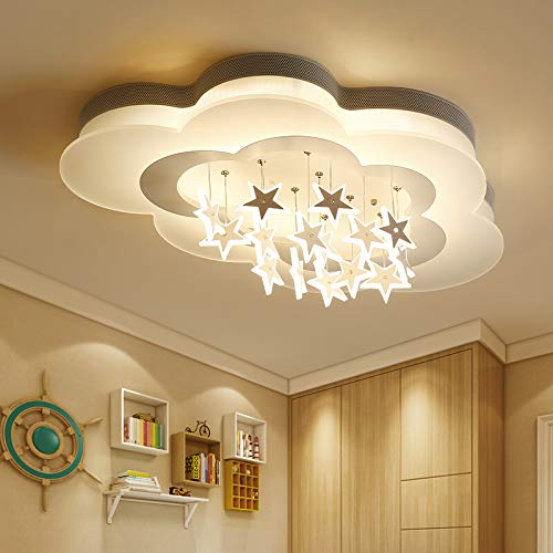 LED Deckenleuchte Funkelnder Glitzer-Stern Moderne Kinderlampe Kinderzimmer Jungen Mädchen Deckenlampe Dimmbar Mit Fernbedienung Interior Schlafzimmer Lichter Wohnzimmer Pendellampe,Warm stars,65cm