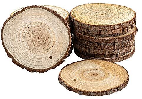Ideen mit Herz Deko-Baumscheiben | 0,6 cm stark | Holzscheiben | runde Holzplatten (Ø9cm bis Ø10cm | 20 Stück)