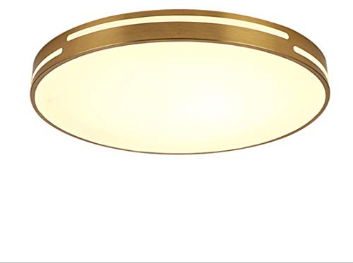 Rustic Messing Deckenleuchte LED Vintage Wohnzimmer Schlafzimmer Lampe, Modern Runde Deckenlampe Dimmbar tricolor für Büro Bar Esszimmer Küchen Treppen Arbeitszimmer Retro Weiss Acryl Schirm (Ø30CM)
