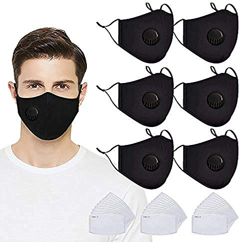 Wiederverwendbarer Gesichtsschutz mit Filter, 3er-Pack waschbares Gesichtstuch mit 20 austauschbaren Filtern, verstellbar für Anti-Staub, Pollen, Outdoor-Aktivitäten, Unisex (6+30)