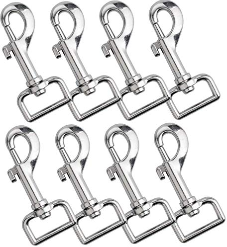 ENCO 8 Stück Bolzenkarabiner Schnappkarabiner, Zinklegierung Vielseitiger Schwenkbarer Hummerverschluss, Verschlussbolzen-Druckknopfclip-Haken (Silber)