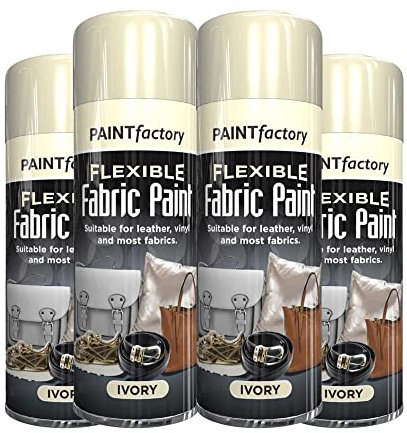 Classic Signature - 4 x Flexible Fabric Ivory 200ml Spray Paint Leather Vinyl Textile Clothes Fast Drying