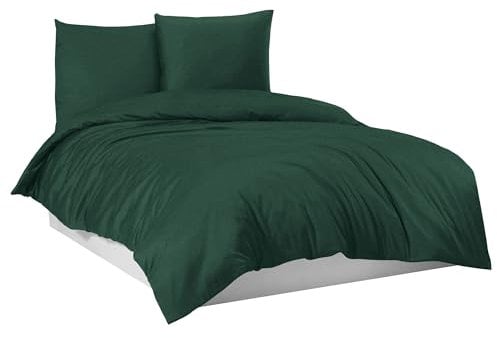 Mixibaby Flanell Feinbiber-Bettwäsche aus 100% Baumwolle - 4 Größen, Größe:200 x 200 cm, Farbe:Dunkelgrün