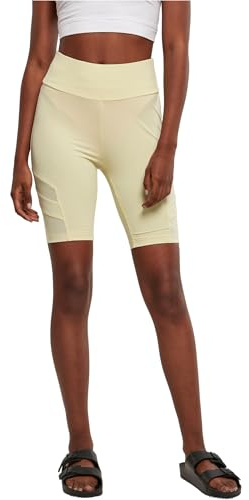 Urban Classics Damen Radlerhose Ladies High Waist Tech Mesh Cycle Shorts, Farbe softyellow, Größe 3XL