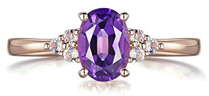 Gualiy 18 Karat Goldring mit Amethyst, Verlobungsring Amethyst mit Amethyst und 0.08CT Diamant 0.91 Carat Trauringe Verlobungsringe Größe 61 (19.4)