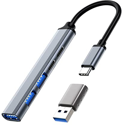 USB C 3.0 Hubs, 5-IN-1 Ultra Thin Docking Station 65W PD Stromversorgung Tragbarer Mini USB Verteiler Datenhub mit USB C auf A Adapter für MacBook Pro/Air, iPad Pro,Laptops und mehr Typ-C-Geräte