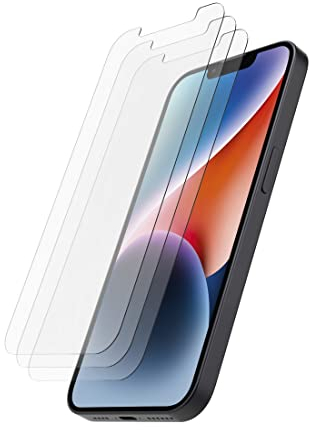 Hama Schutzglas für Apple iPhone 14, 3 St. (iPhone 14 Hartglas m. 9H Härte kratzfest, stoßfest, gehärtetes Sicherheitsglas Schutzklasse 7, Displayglas iPhone 14/13/13 Pro + Montagehilfe) transparent