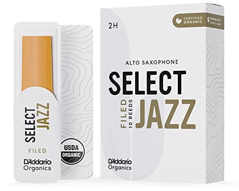 D'Addario Organic Select Jazz Filed Alto Ance per Sassofono - Ance per Sax - La prima e unica Ancia Biologica - 2 Duro, 5 Pacchetto