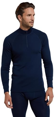 Mountain Warehouse Merino Mens Long Sleeved Thermal Baselayer Top - Leichter, atmungsaktiver und schnell trocknender Pullover - Für Spaziergänge und Wanderungen Marine 2X-Large