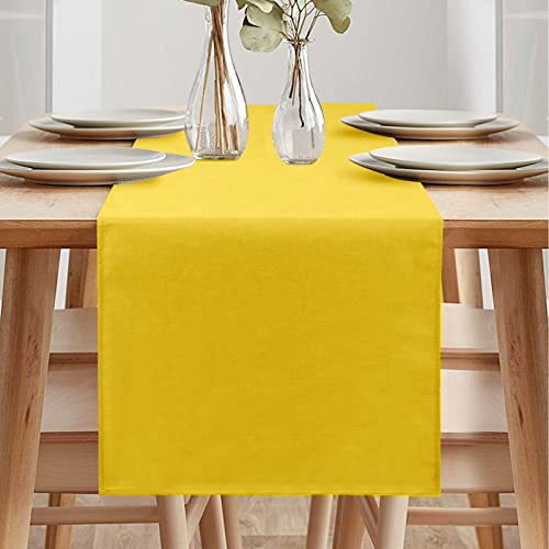 Tischläufer Frühling Modern, Tischläufer Abwaschbar, Tischläufer Leinenoptik, Tischläufer Wasserabweisend, Tischläufer für Esszimmer Party Urlaub Dekoration (Gelb, 40 x 240 cm)