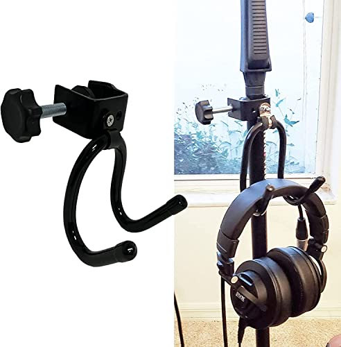 Pmsanzay Clamp-On Headphone Headset Tambourine Holder Cowbell Hanger Clip Microphone Stand, Flexible Adjustable Hooks for Studio Microphone/Musical Stand