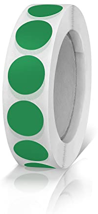 Meitaat Green Round Dot Stickers 13mm Coloured Circle Labels 1000 Pcs | Waterproof Vinyl, Strong Adhesive, Removable Sticky Dots, Colour Coding, Planners, Calendars, Office, Inventory, Organisation