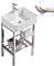 Fregadero utilitario de granja con estante de acero inoxidable – Lavabo de cerámica independiente para cocina y lavandería para baño, guardarropa, garaje y restaurante