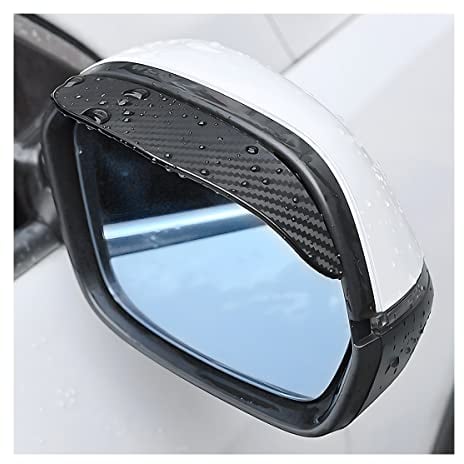 CGEAMDY 2PCS Car Rear View Mirror Rain Visor Guard, Carbon Fiber Auto Side Mirror Rain Eyebrows, Rainproof Waterproof PVC Rearview Mirror Rain Visor Smoke Cover, Universal for Cars (030)