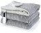 YDW Electric Heated Throw Blanket - Stripe Flannel Electric Overblanket for Sofa Bed Office Use, 6 Heat Levels&10 Time Settings, Machine Washable, Grey, Single(130x160cm)