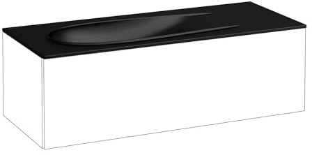 LAUFEN Il Bagno Alessi Aufsatzwaschtisch, ohne Hahnloch, mit Überlauf und Ablaufventil, 120x50cm, H8179797161091, Farbe: Schwarz Matt