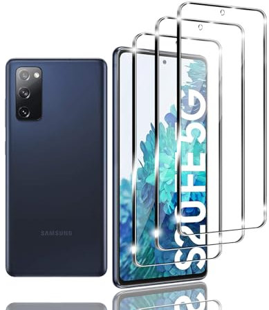 Kziwii 3 Piezas Protector Pantalla para Samsung Galaxy S20 FE 5G Vidrio Templado, Dureza 9H, Antihuellas, Sin Burbujas, Antiarañazos, Cristal Templado Alta Definicion