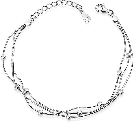 Edelstein Armband Silber 925 Damen Schmuck mehrfarbig SA-34 | Verstellbares Silberarmband mit Kugeln 3mm klein aus 925 Sterling Silber in 16,5-19,5cm von MATERIA by Matthias Wagner