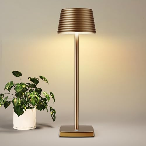 SLSMD Tischlampe Kabellos Led Outdoor IP54 Lampe 6000mAh Akku Camping Schreibtischlampe Aufladbar Nachttischlampe Touch in 3 Farben Tischleuchte für Innen/Außen (Titan)
