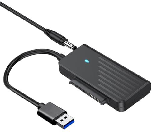 LYEAA USB 3.0 auf SATA Externer Adapter 5 Gbit/s 2,5/3,5 Zoll SSD Festplattenadapter M.2 Solid State Konverter for Desktop Laptop (Easy Drive Line 3.0 DC)