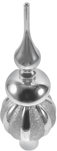 Ciieeo Weihnachtsbaumspitze Kugelförmige Weihnachtsbaumspitze Glitzernde Kunststoff-Weihnachtsbaum-Endstücke Handbemalte Baumkronenverzierung Weihnachtsdekoration Silber
