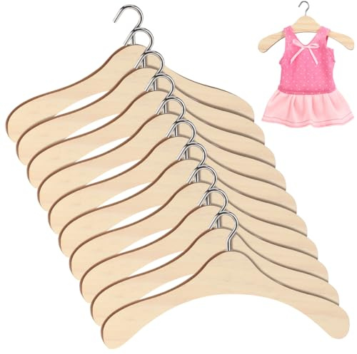 ifundom Puppen-Kleiderbügel, Mini-Puppen-Kleiderbügel, Puppenkleid, Outfit-Halter, Puppenhaus-Kleiderschrank, Zubehör (15 cm), 10 Stück