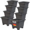 2friends Lot de 8 pots de fleurs carrés - Grand format - Pour l'extérieur - Anthracite - Résistant aux intempéries et au gel - Grand jardin et terrasse - 38 x 38 x 28 cm
