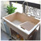 Évier autonome, station de lavage des mains portable, évier extérieur, évier en plastique, avec robinet chaud et froid, évier à linge en plastique autonome avec planche à laver, pour garage, sous-sol,