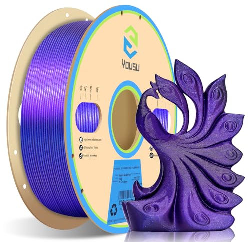 YOUSU PLA-Filament, 1,7 mm, Schwarz und Lila, Farbwechsel, 3D-Drucker-Filament, 1,8 kg, Chamäleon 3D-Druckfilament, Farbwechsel, Farbfilament
