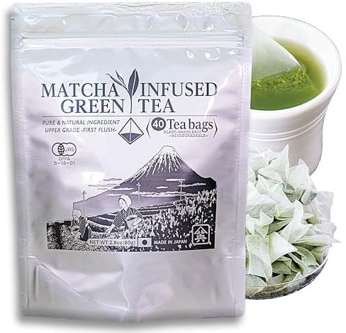 YAMAEI, Matcha Infused Green Tea Bags, 40 packs/80 g, Biodegradable Filter, Japanese Teabags