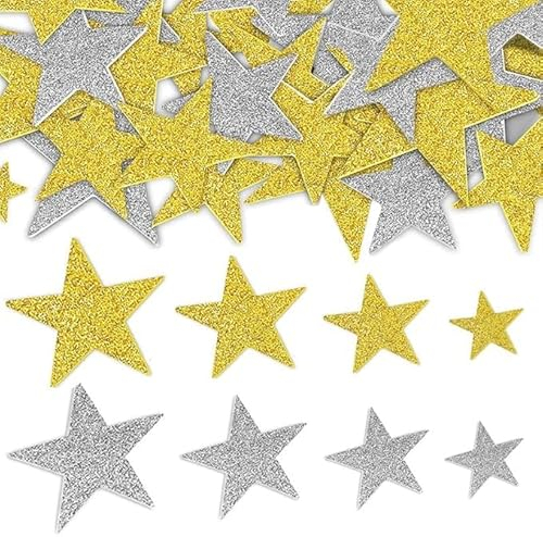 300 Stück Glitter Schaumstoff Aufkleber, Basicon Farben Selbstklebend Stern Sticker,Schaumstoff Sticker Set für Kinder/Wand Dekoration/Basteln/Fertigkeit Dekorativ