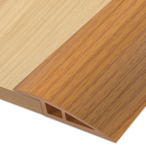 Floor Transition Strip Door Threshold 72 inch, 1/2'' ~ 3/5'' Thresholds Ramps for Doorways, Edge Reducer Vinyl Transition Strips for Door Floor(Light Brown)